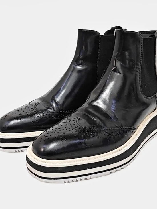 Prada Shoes - Prada Black Platform Chelsea Ankle Boots Like New